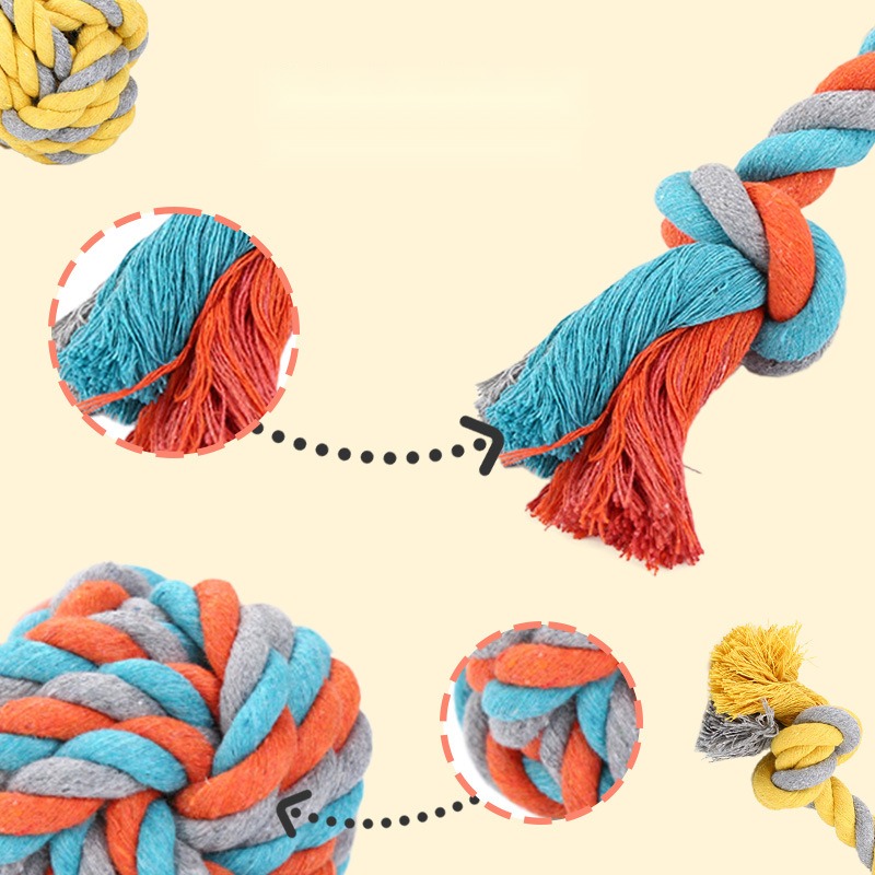 Cotton Knot Dog Toys Large Collection Molar Bite-Resistant Sound Relieving Stuffy Knot Dog Toys - Image 4