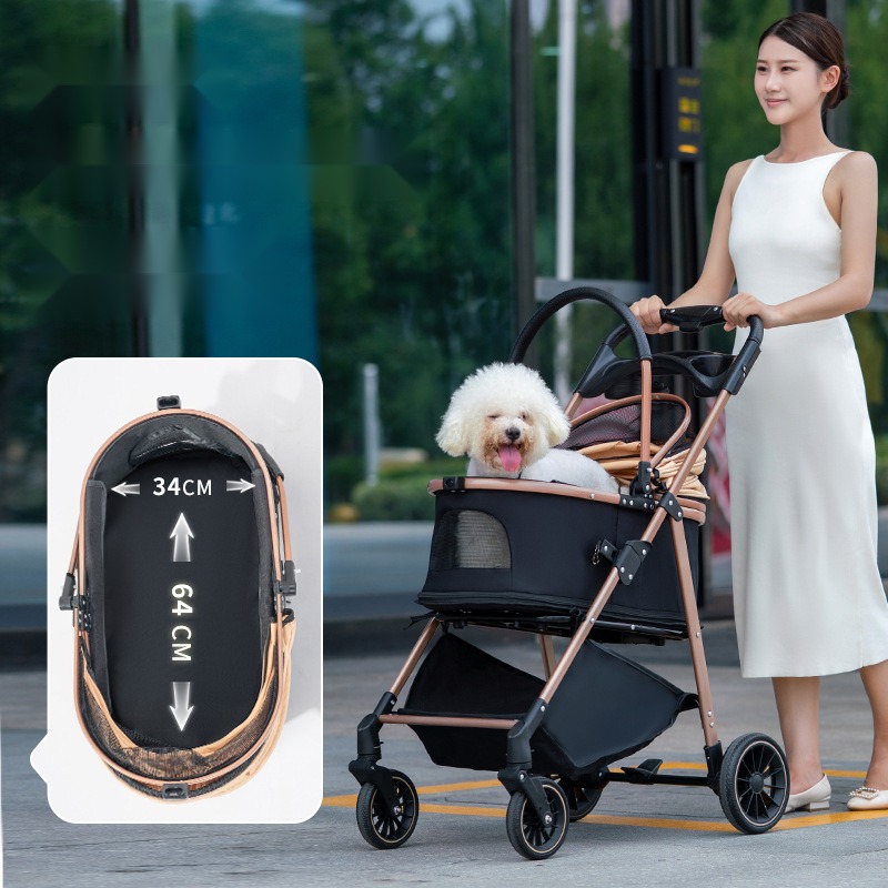 Detachable High-End Pet Stroller Dog Cat Teddy Multi-Function Stroller Bag Separation Ultra-Light Portable One-Click Fol - Image 5