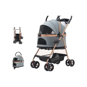 Pet Stroller Dog Cat Walking Trolley Bag Separation out Small Dog Trolley Lightweight Foldable