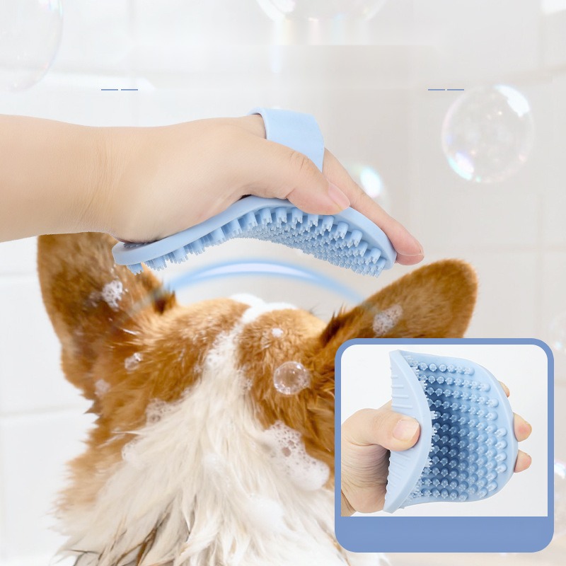 Dog Hair Removal Bath Brush Pet Bath Comb Oval Cat and Dog Massage Brush Soft Brush - Image 3