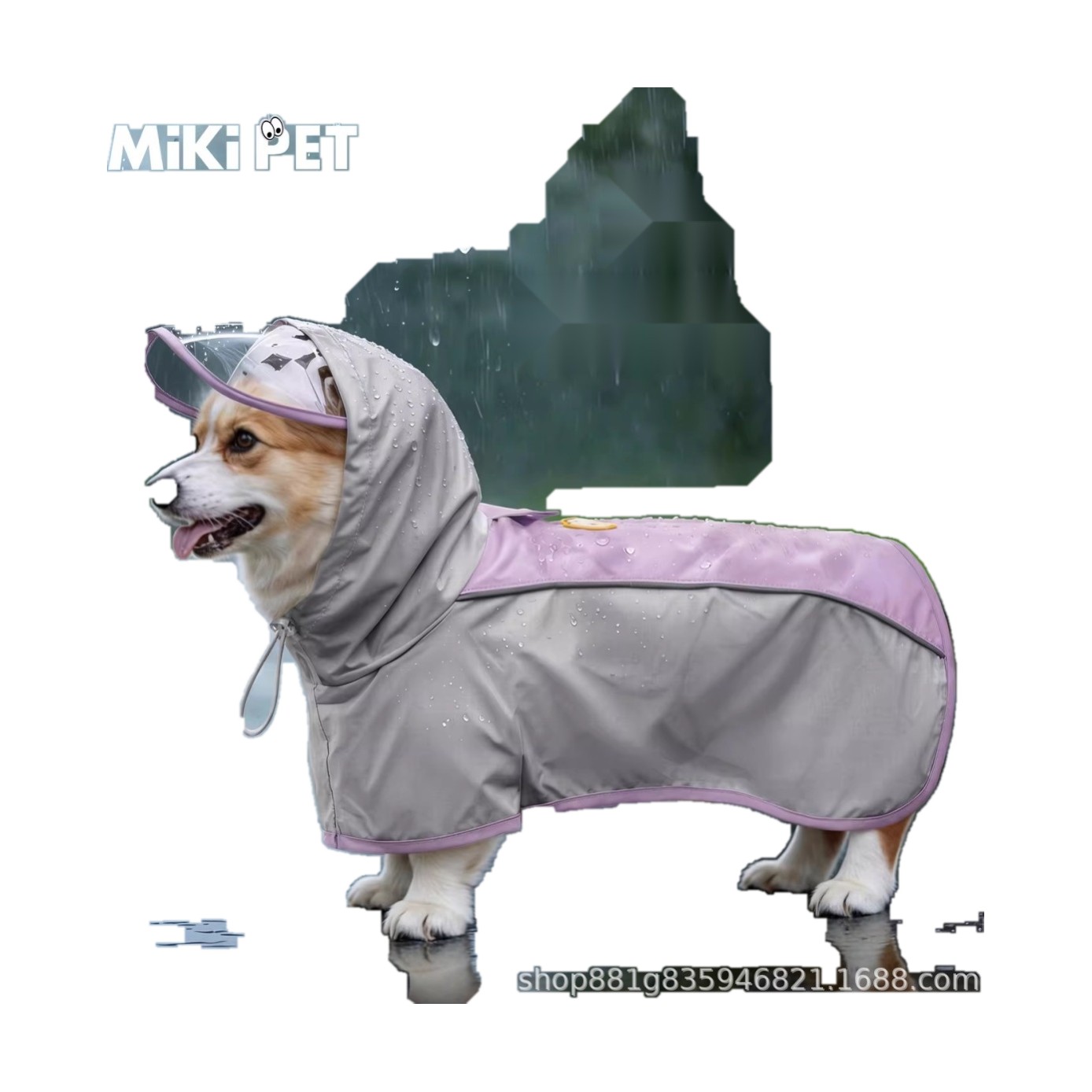 Corgi Dog Special Raincoat Waterproof Anti-Dirty Rainy Day Outdoor Dog Walking Medium Dog Pet Belly Protection Clothes D - Image 2