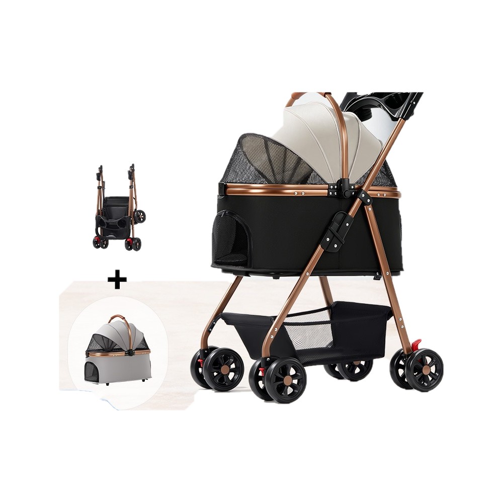 Pet Stroller Dog Cat Lightweight Foldable Detachable Outing Pet Trolley Dog Walking Detachable Basket - Image 8