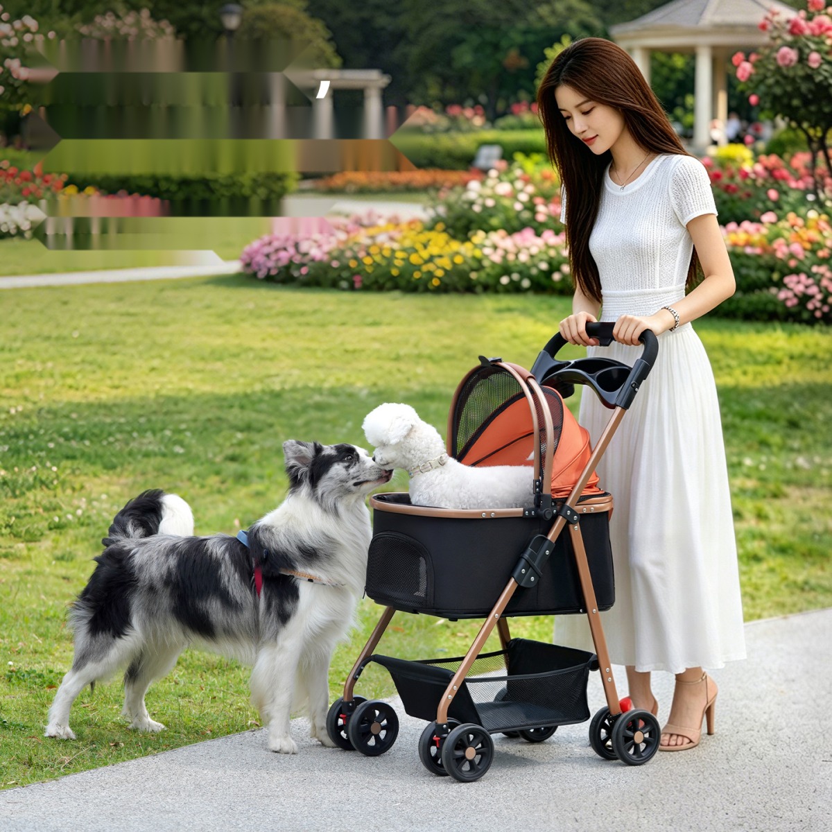 Detachable Pet Stroller Dog Cat out Small and Medium Dogs One-Click Folding Elderly Dog Scooter Trolley - Image 4