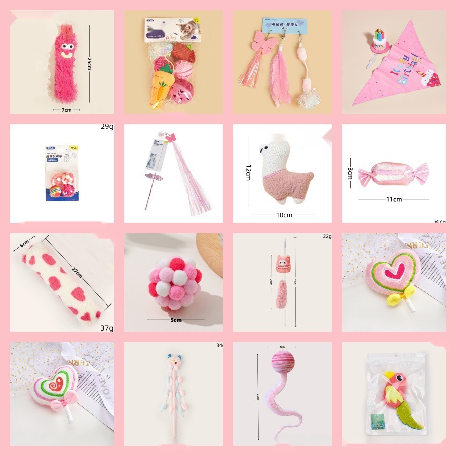Summary Pet Cat Toy Valentine's Day Pink Catnip Toy Interactive Cat Wand Cat Self-Hi Toy Set - Image 3