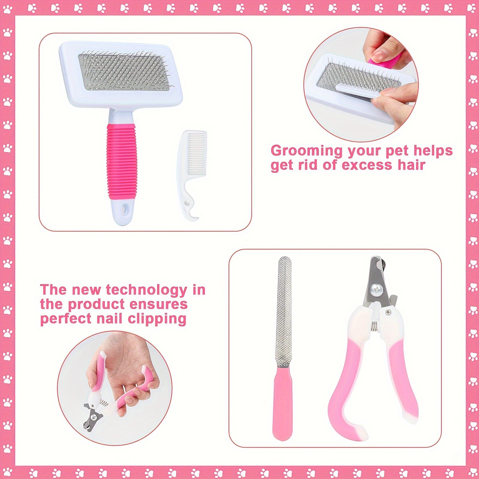 8-Piece Rabbit Beauty Set Care Set Nail Clippers Jumping Comb Bath Brush Gloves Cleaning Comb Labeling - Image 5