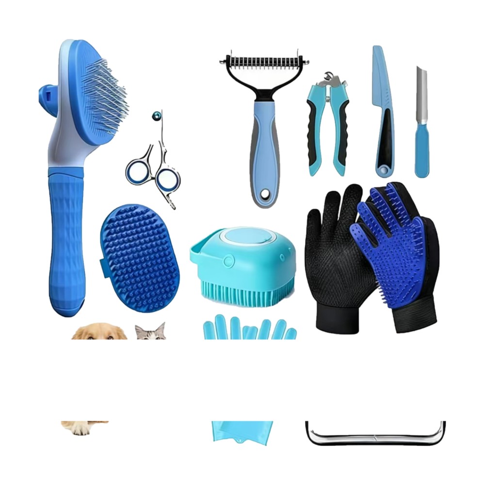 Pet Beauty Cleaning Set Jumping Comb Bath Brush Gloves Cleaning Comb Hair Removal Comb Care Set - Image 8