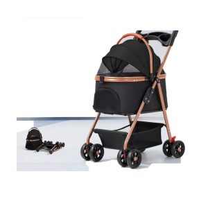 Pet Stroller Basket Detachable Cage Cat Dog Pet Car One-Click Collection Corgi Teddy Trolley Lightweight