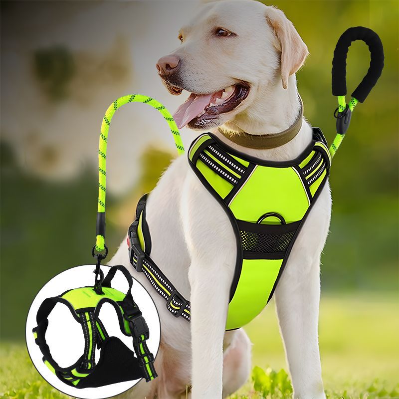 Pet Chest Back Explosion-Proof Punching Vest Reflective Dog Chest Back Large Dog Pet Chest Back Traction Rope Set - Image 4