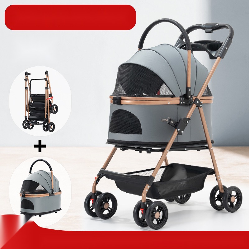 Pet Stroller Dog Cat Walking Trolley Bag Separation out Small Dog Trolley Lightweight Foldable - Image 2