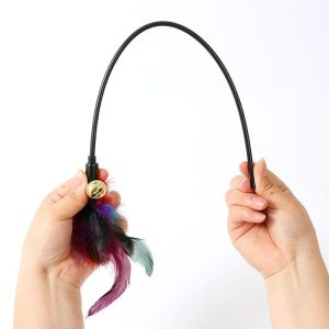 Colorful Feather Interactive Cat Wand with Bell Interactive Cat Wand 35cm Short Rod Interactive Cat Wand Cat Toy Factory