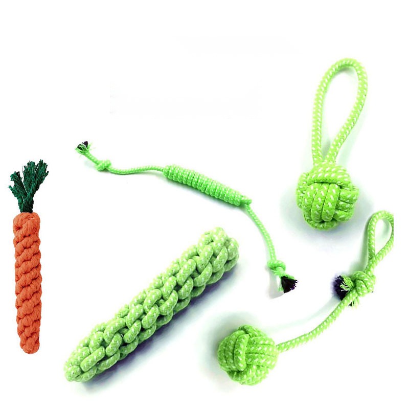 Rope Double Knot Toy Dog Bite Rope Molar Bite-Resistant Tooth Cleaning Hand Pull Rope Cotton Thread Woven Cat and Dog Fu - Image 2