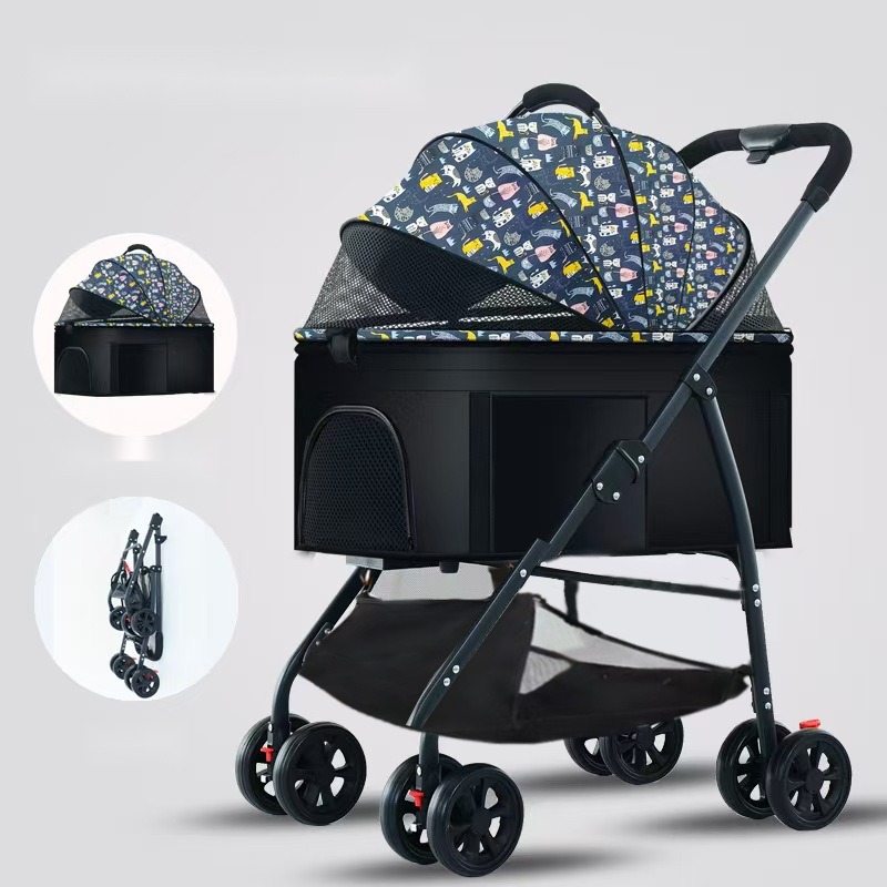 Lightweight Folding Pet Trolley Cat Dog Bag Detachable Cage out Small Pet Car Portable Pet Sleeping Basket - Image 5
