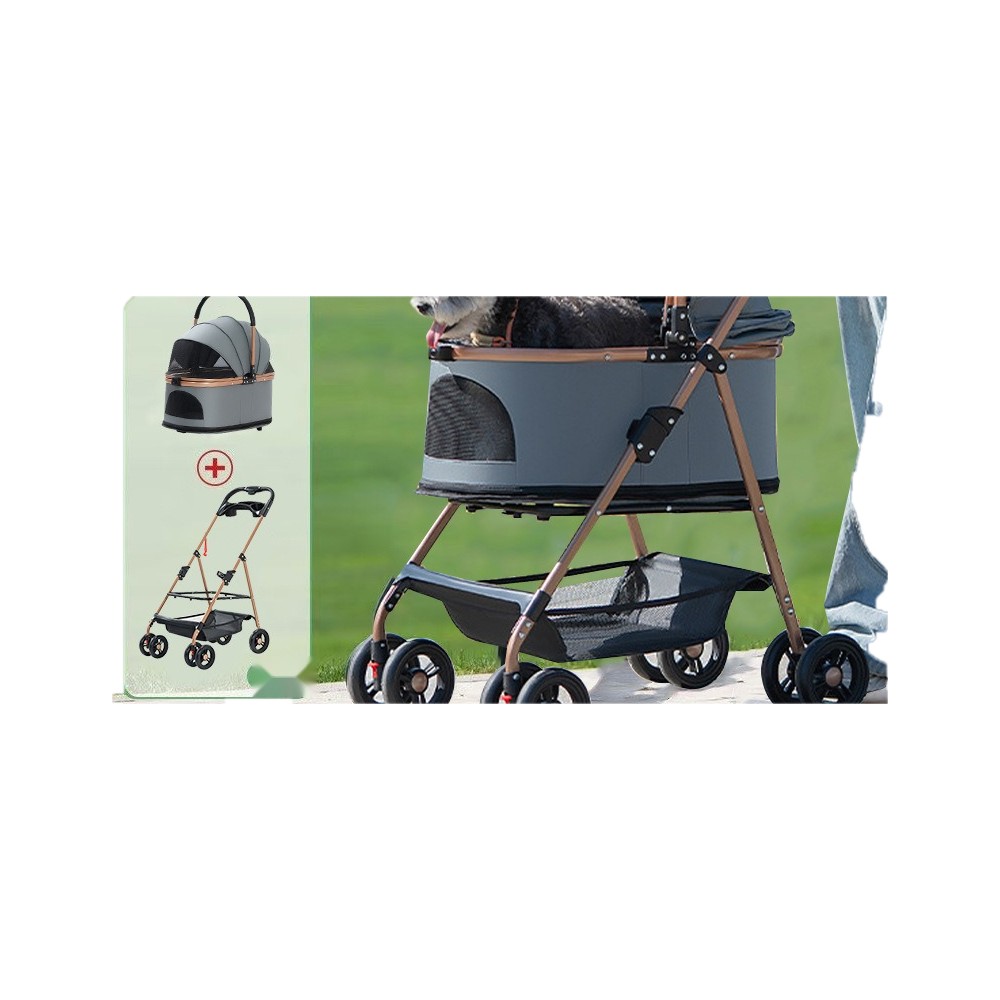Pet Stroller One-Click Car Bag Separation Lightweight Foldable Dog Cat Portable Pet Stroller - Image 8