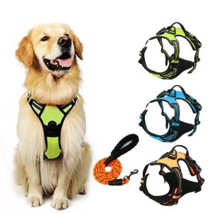 Dog Leash Vest-Style Chest Strap Reflective Strip Explosion-Proof Punching Medium and Large Dog Strap Anti-Break Dog Wal