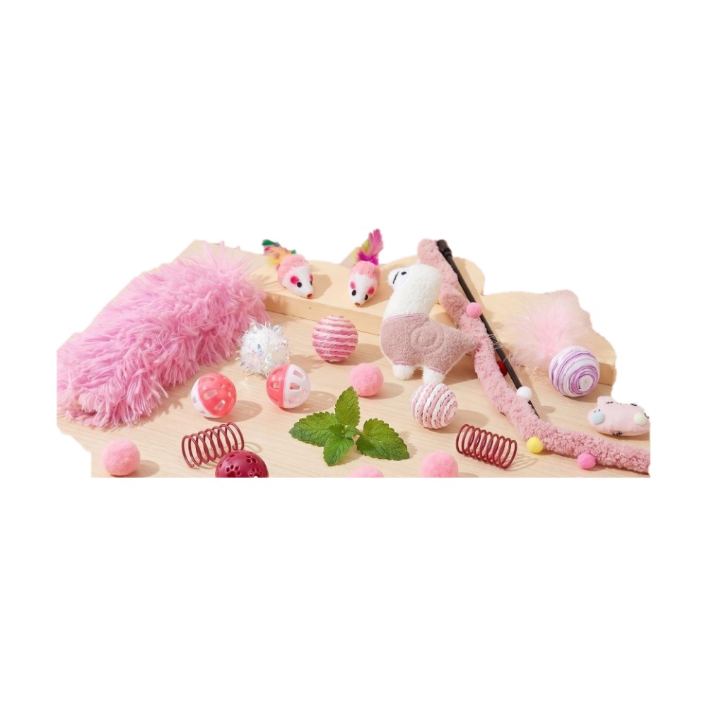 Summary Pet Cat Toy Valentine's Day Pink Catnip Toy Interactive Cat Wand Cat Self-Hi Toy Set