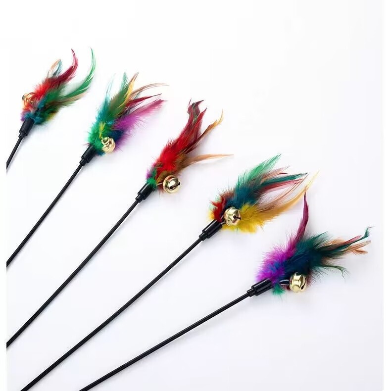 Cat Interactive Cat Wand Colorful Feather Bell Black Rod Interactive Cat Wand Cat Interactive Relieving Stuffy Funny Cat - Image 6