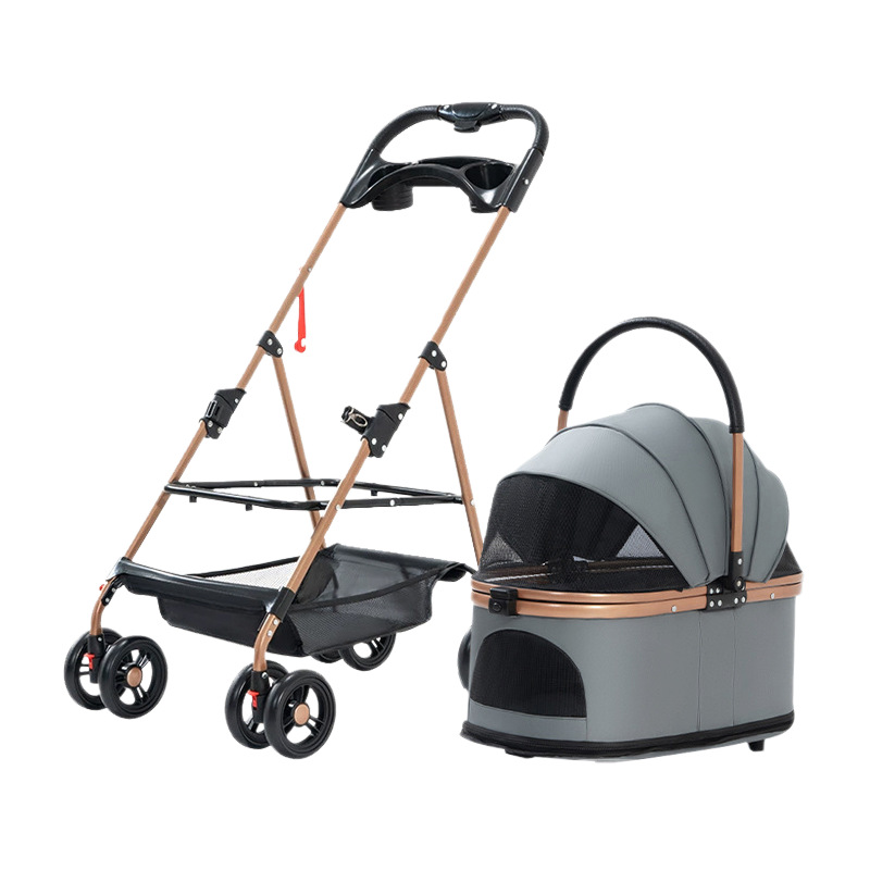 Pet Stroller One-Click Car Bag Separation Lightweight Foldable Dog Cat Portable Pet Stroller - Image 6