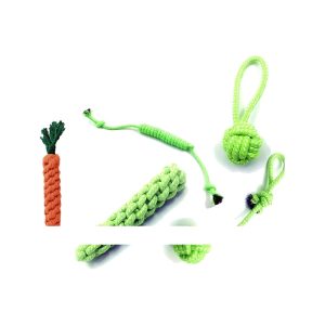 Rope Double Knot Toy Dog Bite Rope Molar Bite-Resistant Tooth Cleaning Hand Pull Rope Cotton Thread Woven Cat and Dog Fu