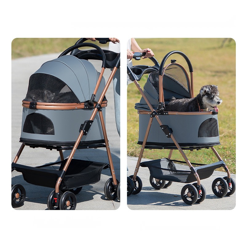 Pet Stroller One-Click Car Bag Separation Lightweight Foldable Dog Cat Portable Pet Stroller - Image 3