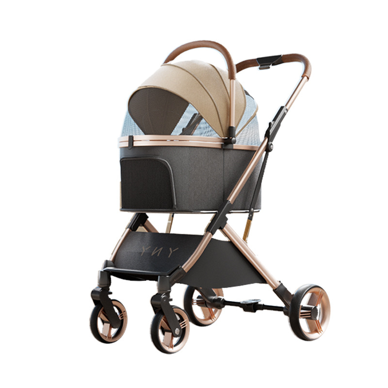 Detachable Pet Stroller One-Click Car Collection Ultra-Light Portable out Cat and Dog Stroller Aluminum Alloy Frame Four - Image 6