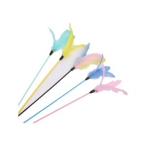Bell Feather Interactive Cat Wand Long Soft Rod Self-Hi Entertainment Bite-Resistant Bell Sound Cat Toy