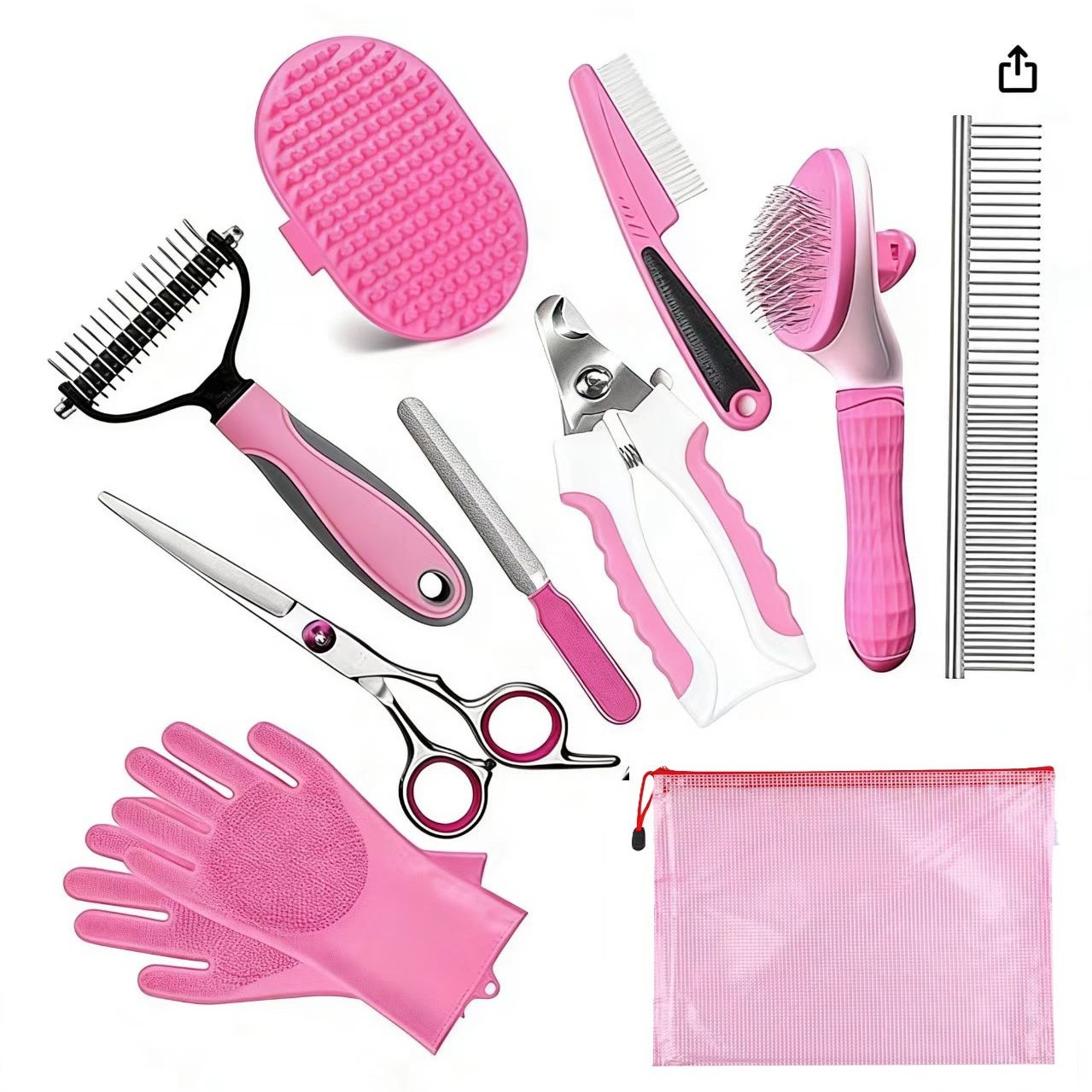 Pet Beauty Cleaning Set Jumping Comb Bath Brush Gloves Cleaning Comb Hair Removal Comb Care Set - Image 5