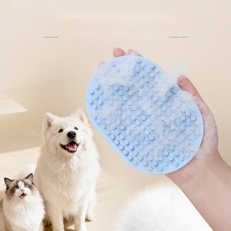 Dog Hair Removal Bath Brush Pet Bath Comb Oval Cat and Dog Massage Brush Soft Brush - Image 5