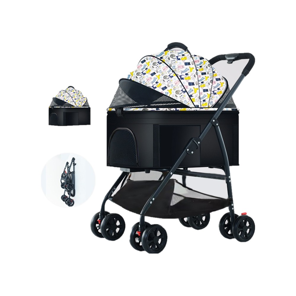 Lightweight Folding Pet Trolley Cat Dog Bag Detachable Cage out Small Pet Car Portable Pet Sleeping Basket