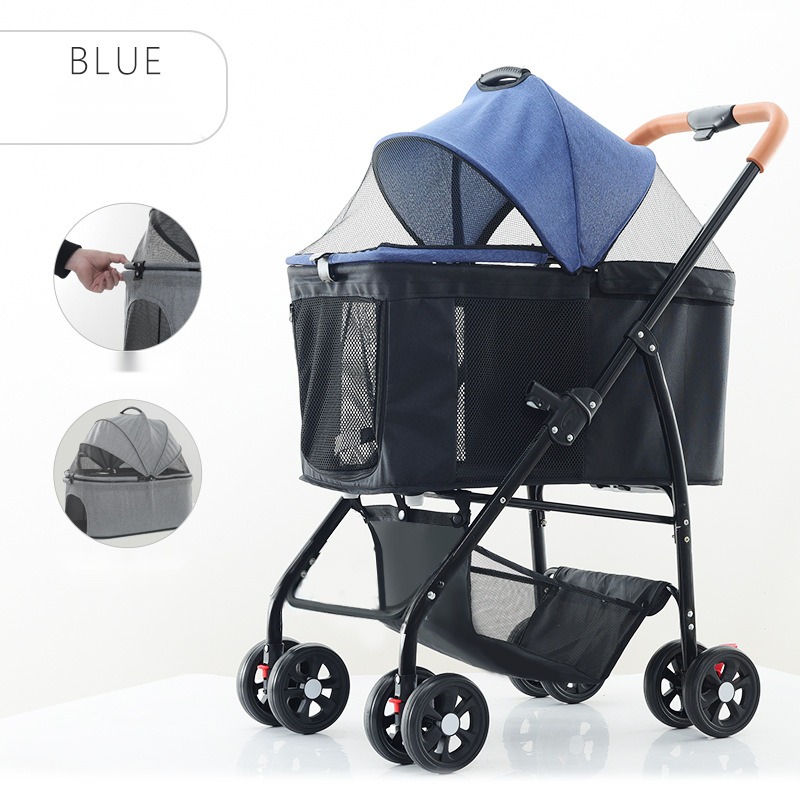 Lightweight Folding Pet Trolley Cat Dog Bag Detachable Cage out Small Pet Car Portable Pet Sleeping Basket - Image 6