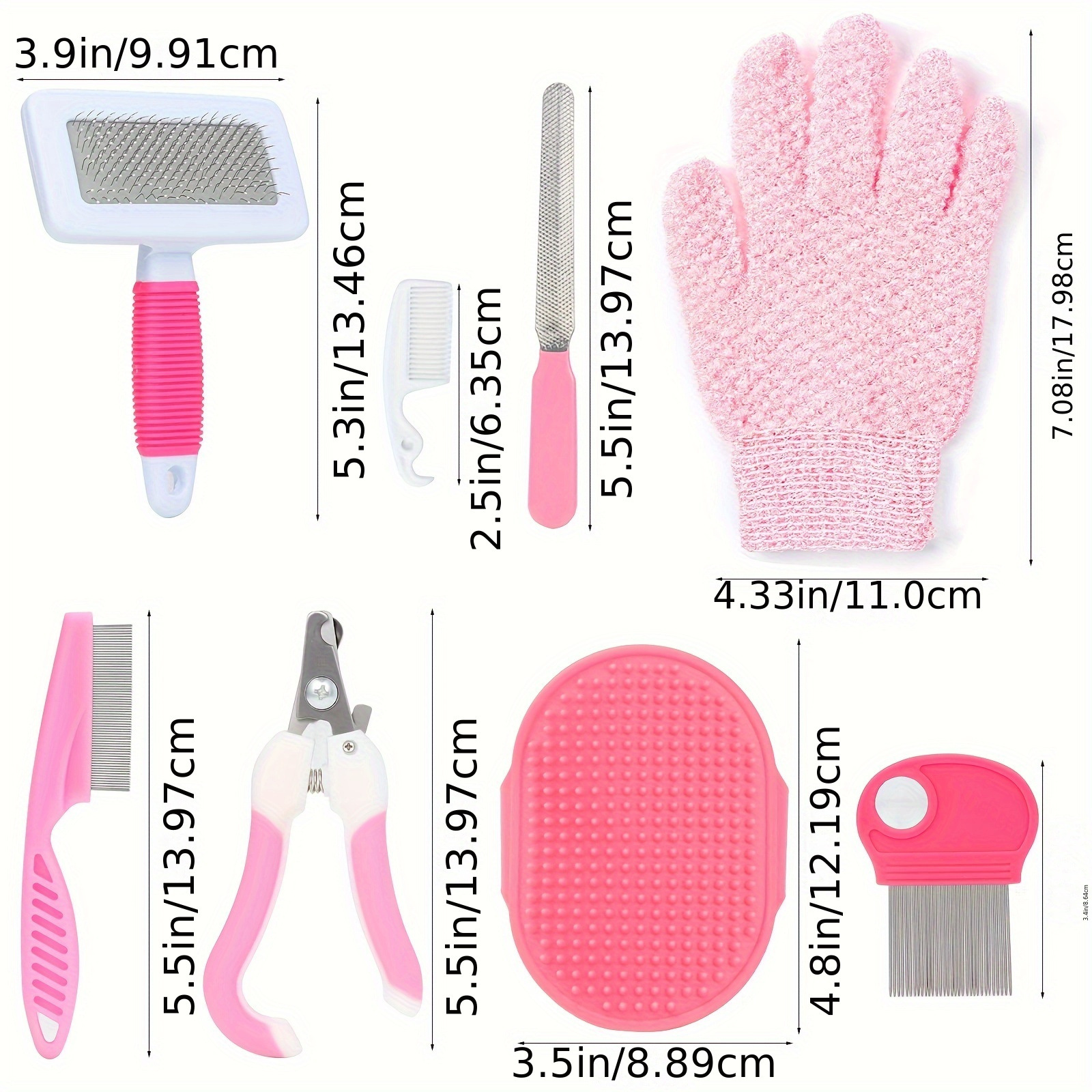 8-Piece Rabbit Beauty Set Care Set Nail Clippers Jumping Comb Bath Brush Gloves Cleaning Comb Labeling - Image 3