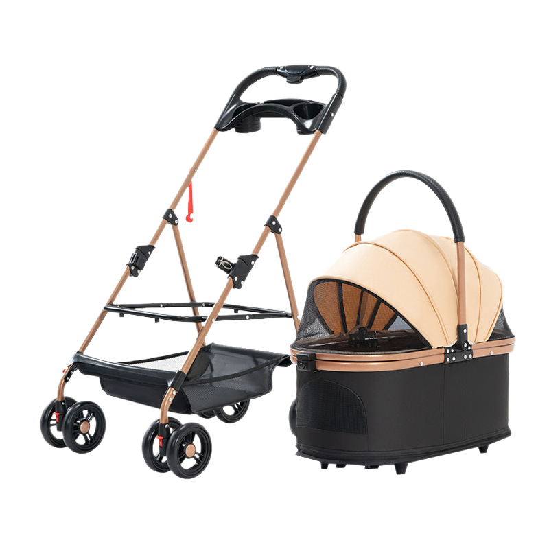 One-Click Car Collection Separate Pet Stroller Foldable Lightweight Cat and Dog out Trolley Factory Spot - Image 6