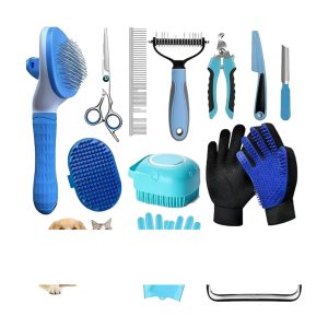 Pet Beauty Cleaning Set Jumping Comb Bath Brush Gloves Cleaning Comb Hair Removal Comb Care Set