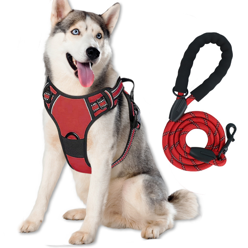 Pet Chest Back Explosion-Proof Punching Vest Reflective Dog Chest Back Large Dog Pet Chest Back Traction Rope Set - Image 2