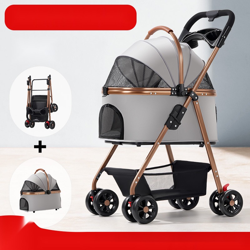 Pet Car Stroller Cat Dog Small Dog Cat Teddy Trolley out Lightweight Folding - Image 2