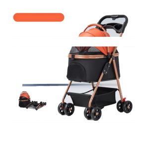 Detachable Pet Stroller Dog Cat out Small and Medium Dogs One-Click Folding Elderly Dog Scooter Trolley