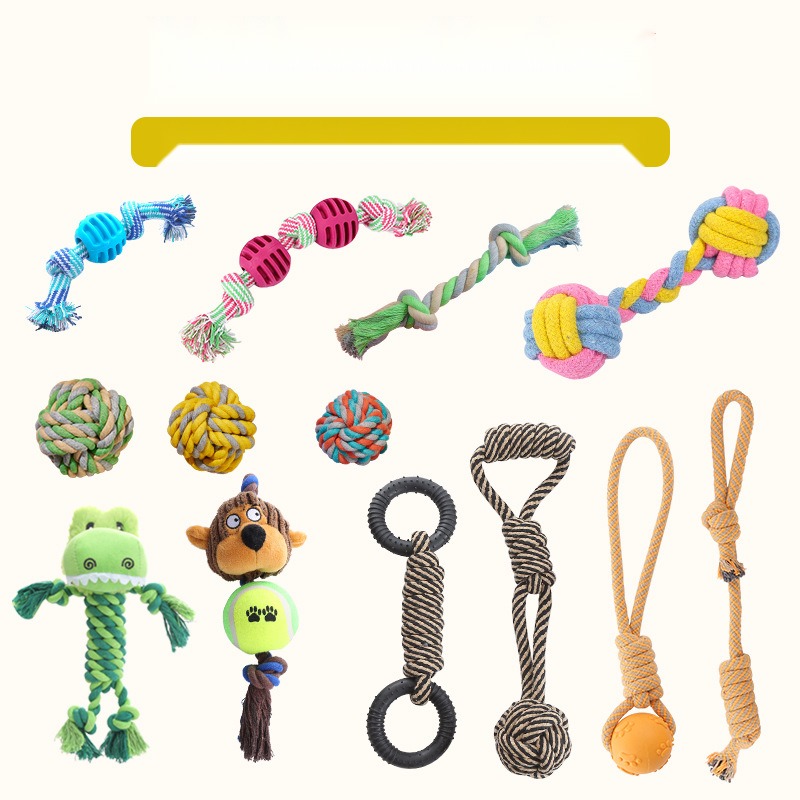 Cotton Knot Dog Toys Large Collection Molar Bite-Resistant Sound Relieving Stuffy Knot Dog Toys - Image 2