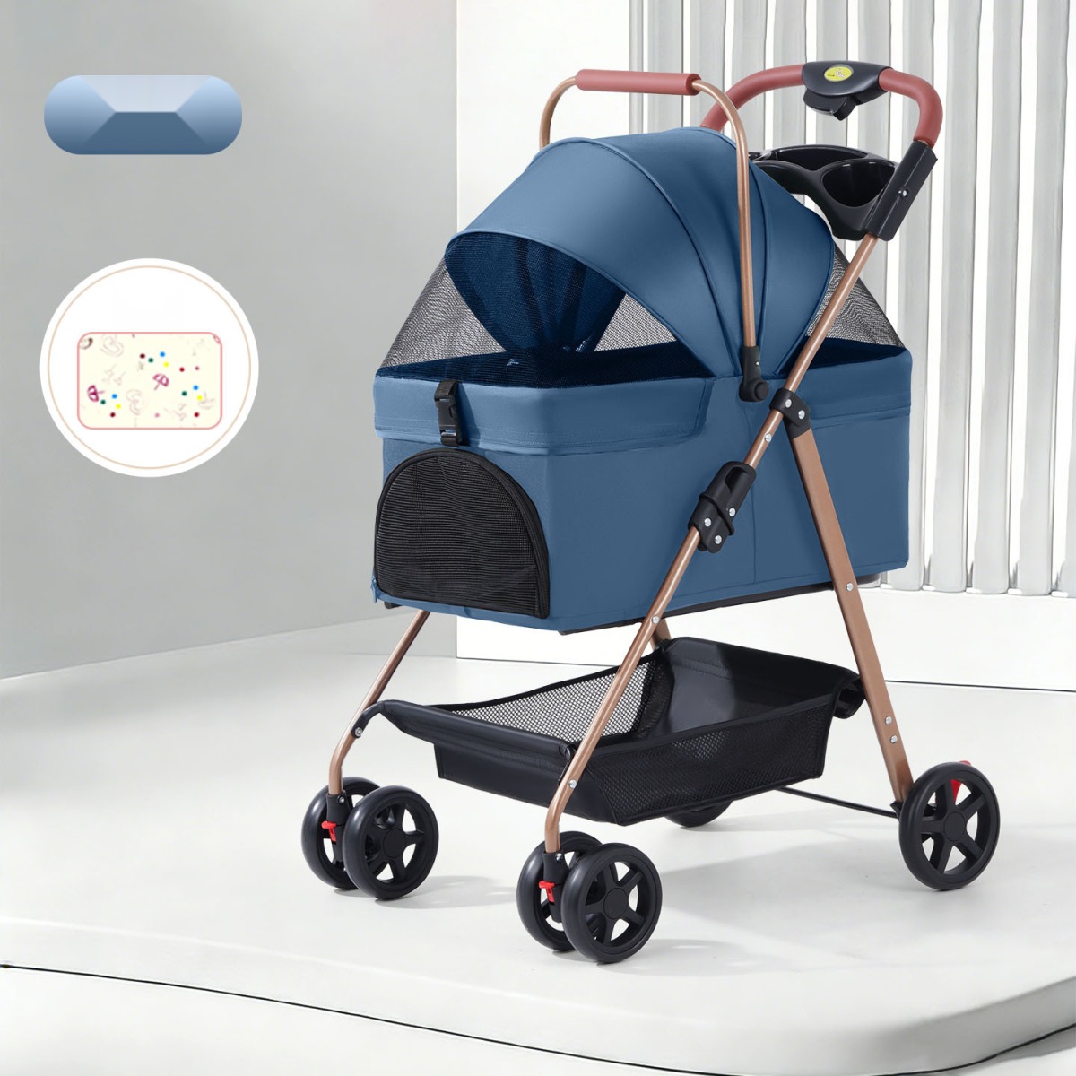 Pet Stroller Dog Cat Lightweight Foldable Detachable out Pet Stroller Dog Walking Cat Bag Basket - Image 7