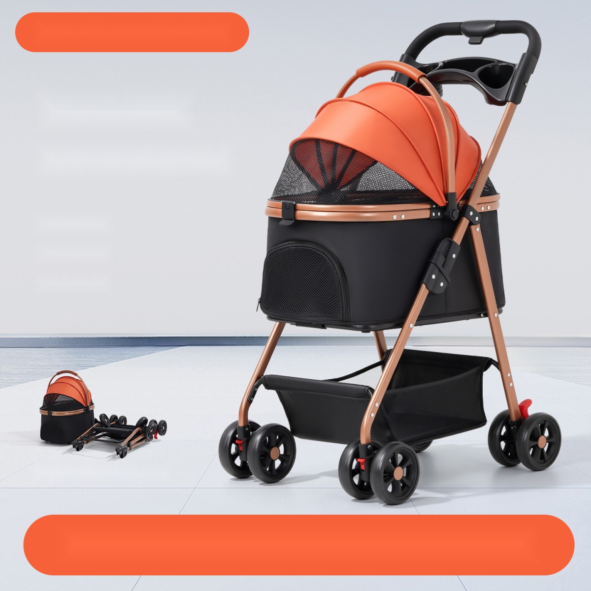 Detachable Pet Stroller Dog Cat out Small and Medium Dogs One-Click Folding Elderly Dog Scooter Trolley - Image 2