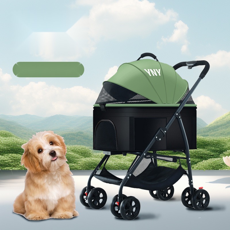 Pet Stroller Dog Cat Teddy Trolley out Small Pet Dog Car Lightweight Detachable Cage Folding - Image 3