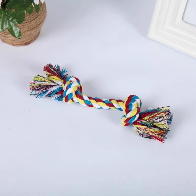 Pet Cotton Rope Toy Molar Bite-Resistant Double-Headed Rope Knot Ball Cat Double Knot Bite Rope Dog Teddy Training - Image 4
