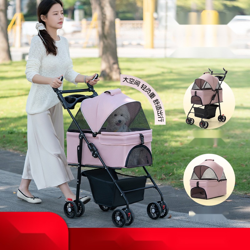 Pet Stroller Dog Cat Teddy Trolley out Small and Medium-Sized Dog Trolley Lightweight Foldable Separation - Image 4