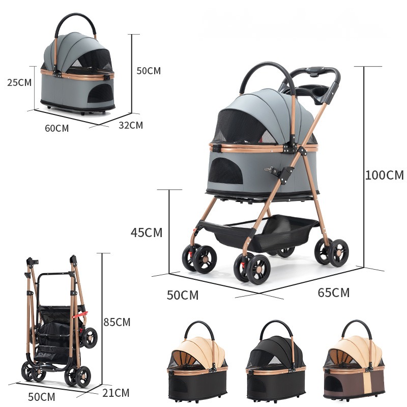 Pet Stroller Dog Cat Walking Trolley Bag Separation out Small Dog Trolley Lightweight Foldable - Image 5