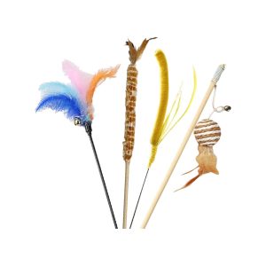 Suction Cup Floor-Suction Interactive Cat Wand Cat Toy Self-Hi Base Steel Wire New Durable Feather Replacement Head Bite