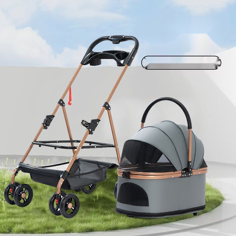 One-Click Car Collection Separate Pet Stroller Foldable Lightweight Cat and Dog out Trolley Factory Spot - Image 3